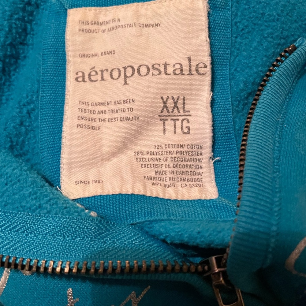Aeropostale Teal Hoodie Armpit to armpit 21” - Picture 5 of 5
